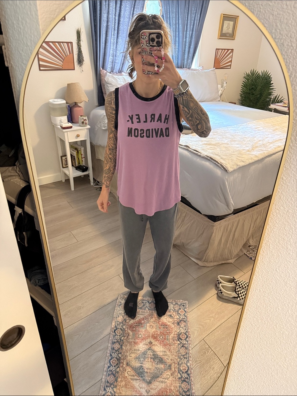 Harley-Davidson Pink and Black Graphic Muscle Tank
